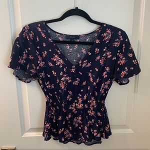 Navy blue floral shirt